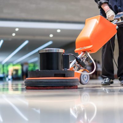Cleaning Floor With Machine